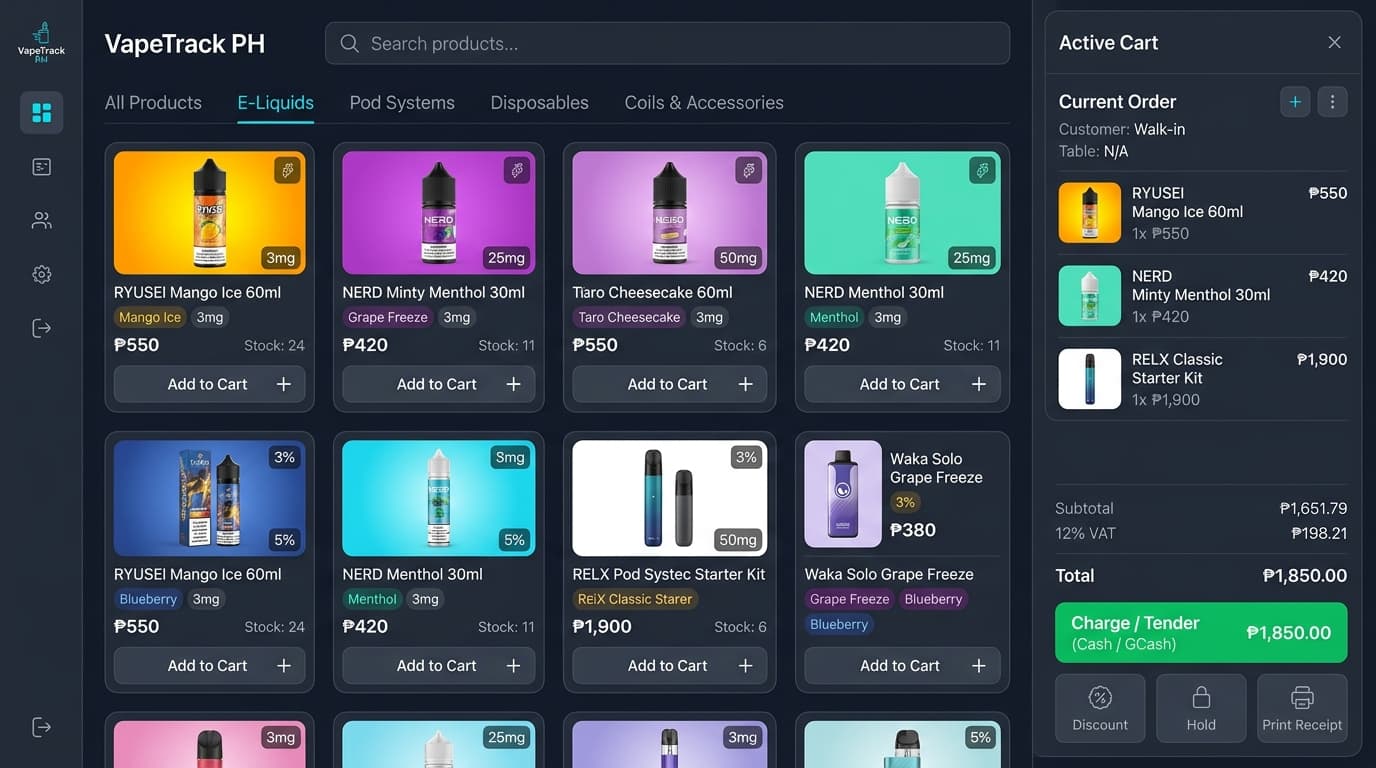 VapeTrack PH Point of Sale Interface