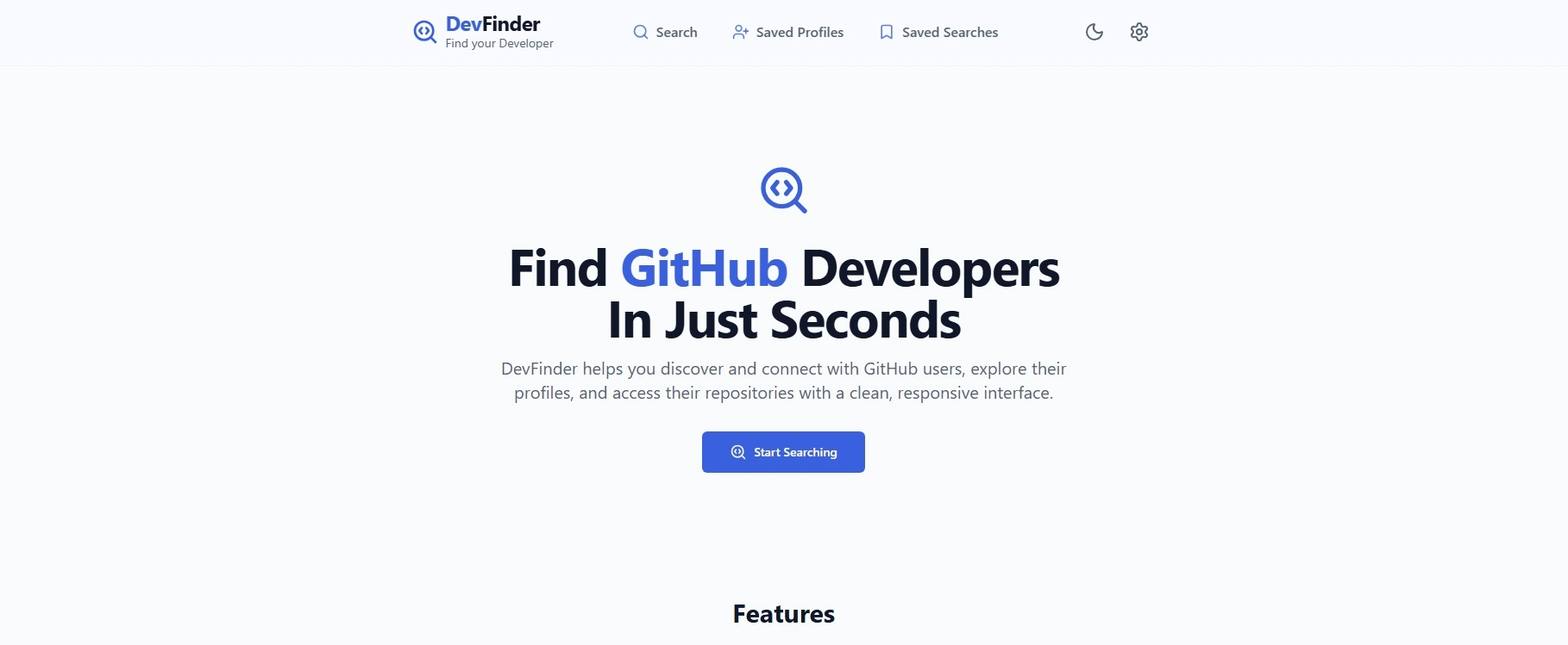 DevFinder screenshot